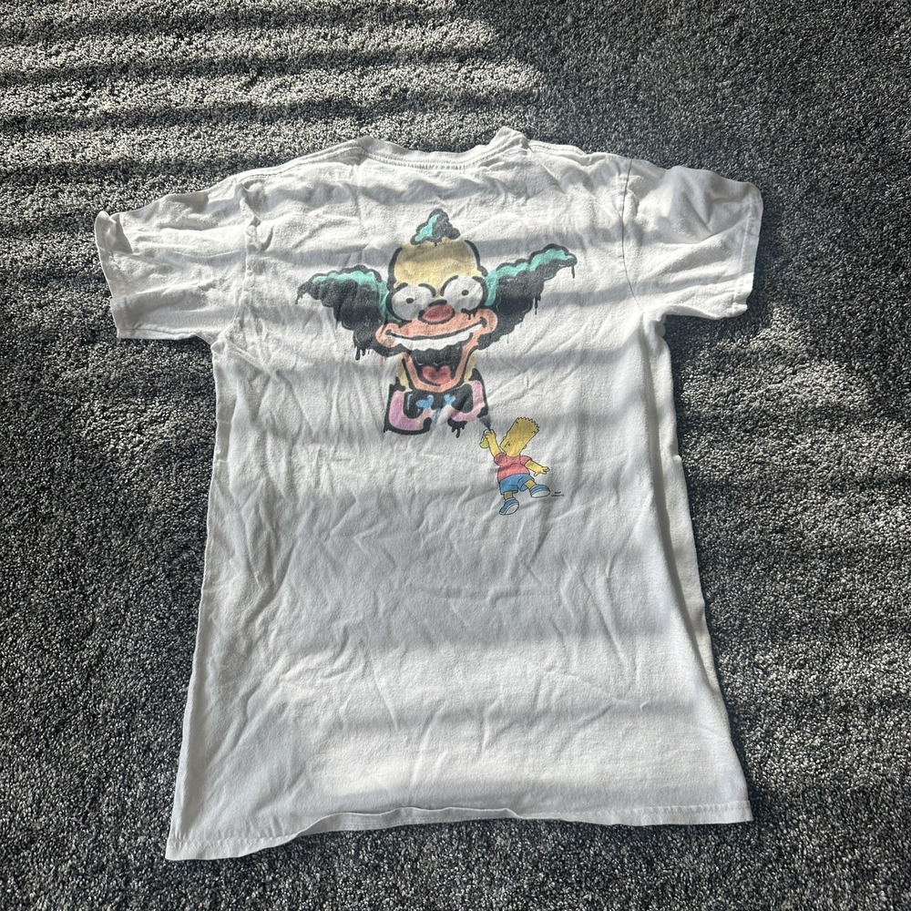 The Simpsons Krusty‎ Bart Shirt Mens Small White Double Sided Graphic Tee TV